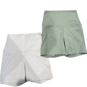 Women’s Yogalicious Small Bundle 2 Bike Shorts Grey and Green